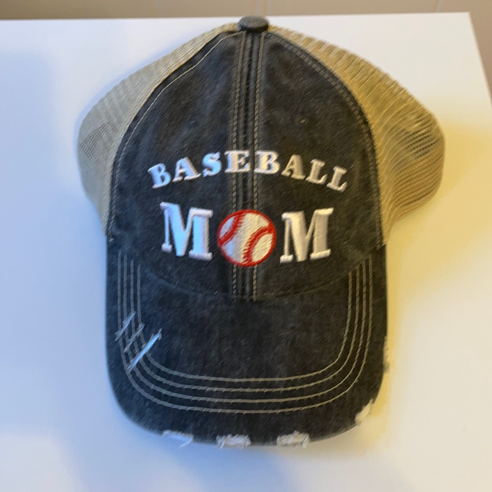 Baseball Mom Distressed Trucker Hat